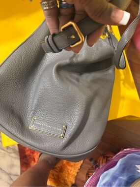 Marc by Marc Jacobs Gray Pebbled Leather Shoulder Hobo with Gold Hardware